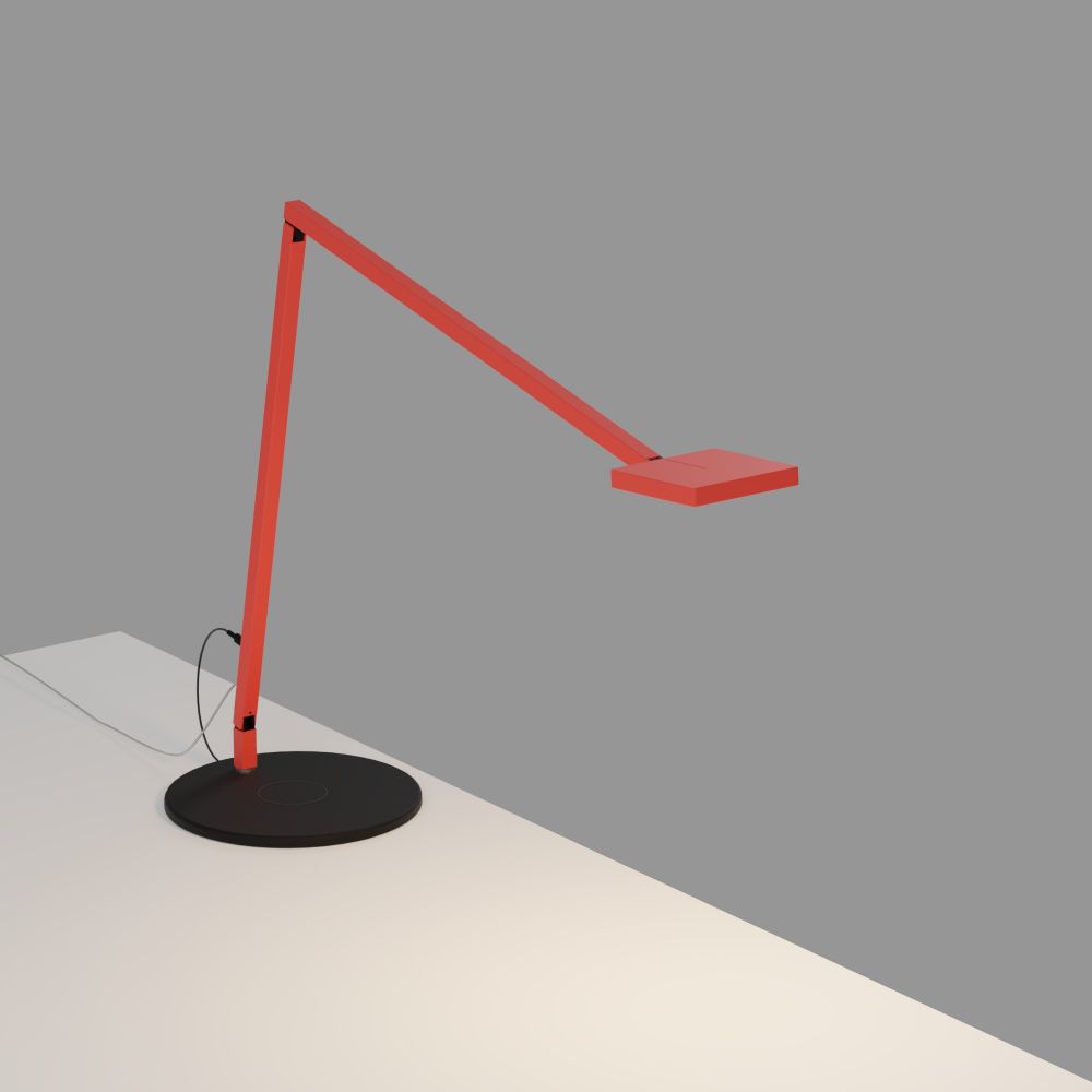 Koncept Lighting FCD-2-MFR-QCB Focaccia Desk Lamp with wireless charging base (Matte Fire Red)